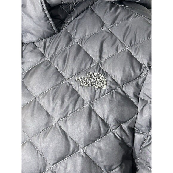 The North Face Womens Jacket Gray LARGE Goose Down Fill Quilted Long Puffer Coat - Picture 2 of 16